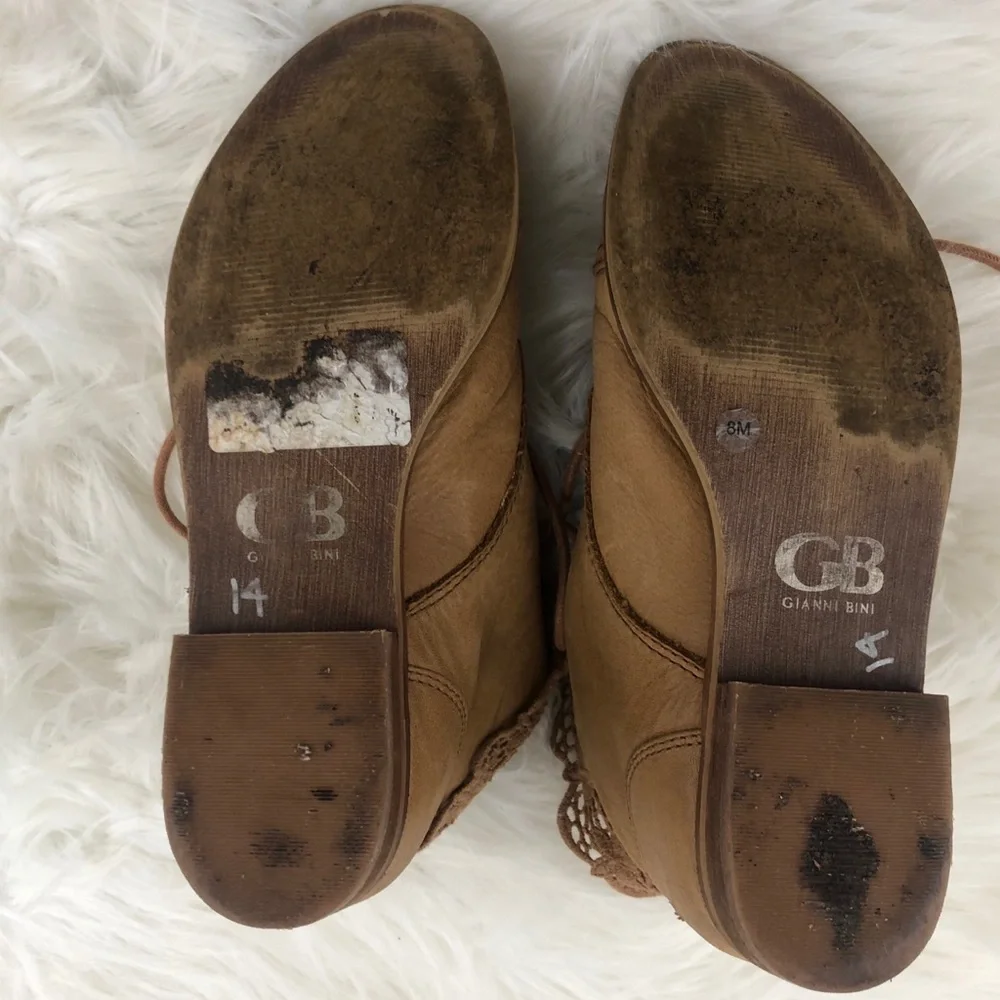 Gianni Bini Distressed Lace Up Booties